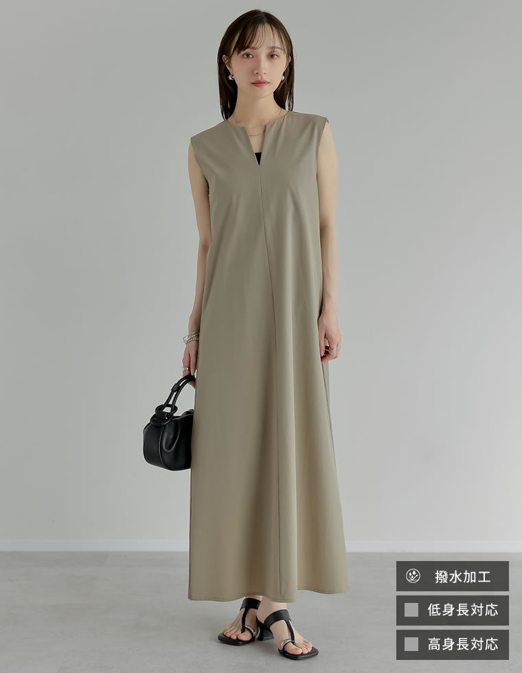 タフタキーネックノースリーブワンピース - ワンピース通販 | 人気