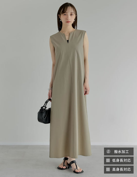 [撥水加工][低身長/高身長サイズ有]タフタキーネックノースリーブワンピース ワンピース 人気レディースファッション通販 リエディ