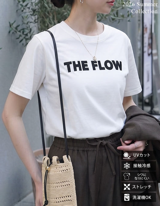 【TIME SALE 10%OFF】[2026 SUMMER COLLECTION][UVカット][接触冷感]プレーティング天竺フロッキーロゴプリントTシャツ[mb] トップス 人気レディースファッション通販 リエディ
