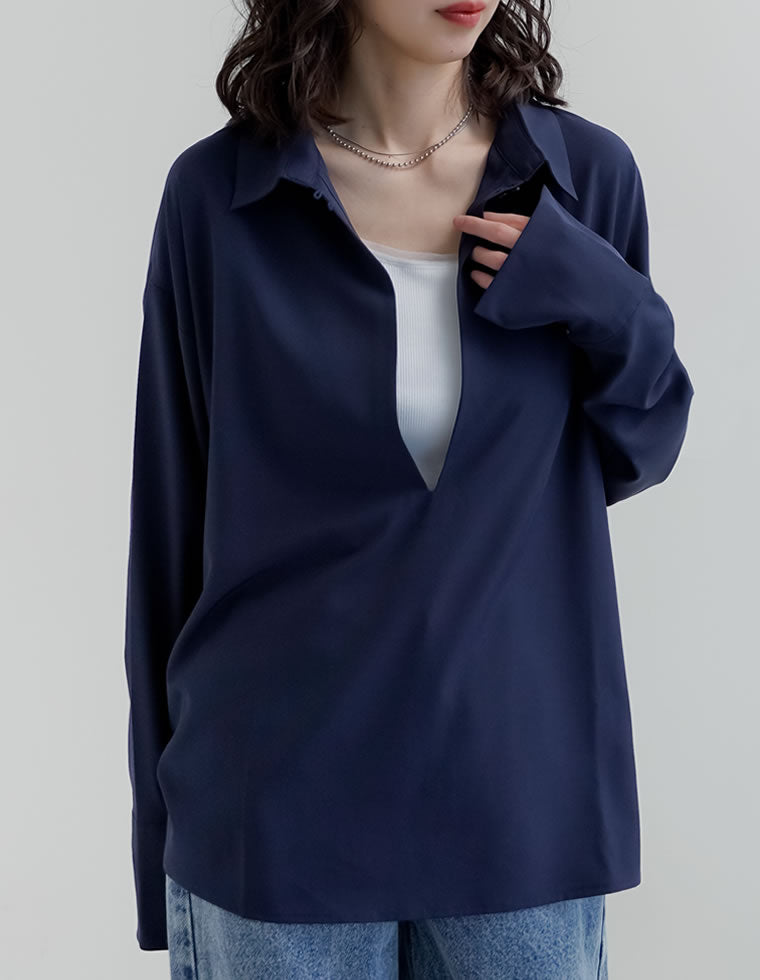 新品conteスキッパーシャツディープVネック 【公式通販】