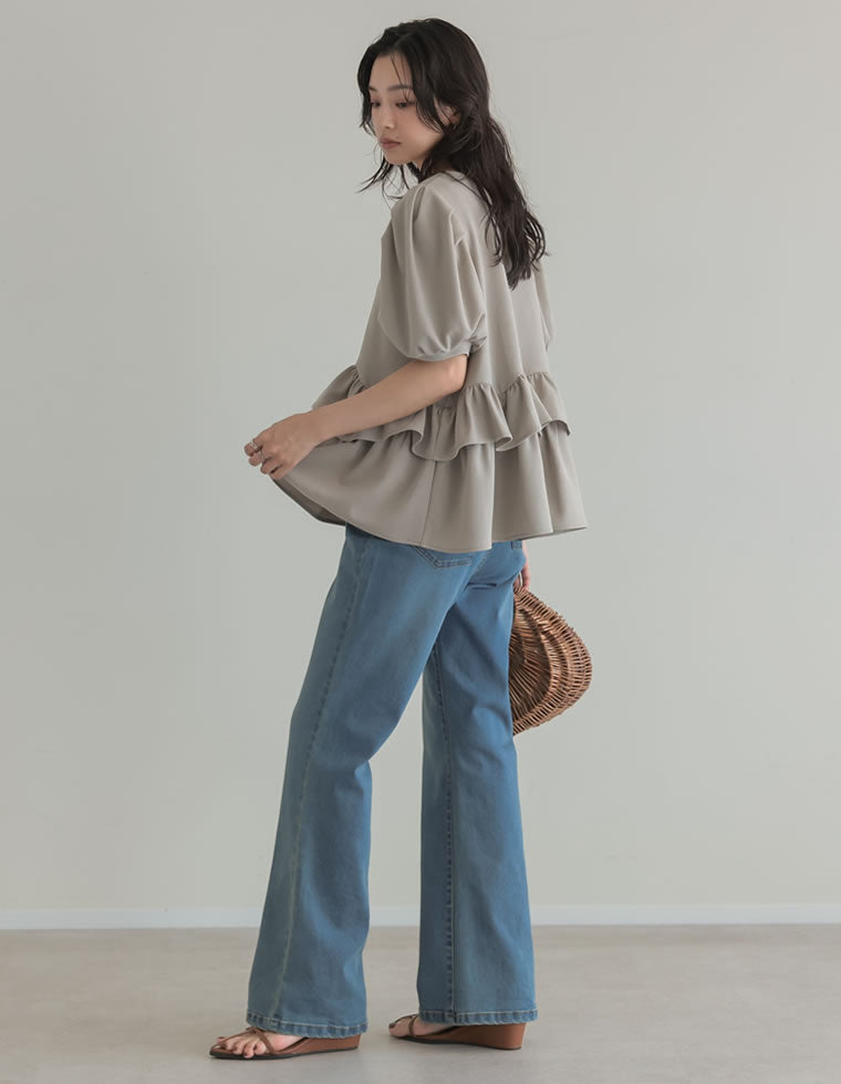 カットジョーゼットフリルペプラムトップス - トップス通販 | 人気