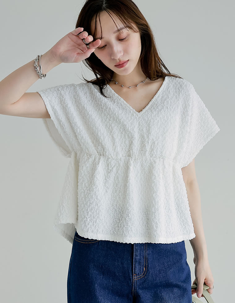 カットジャガードペプラムトップス - トップス通販 | 人気レディース