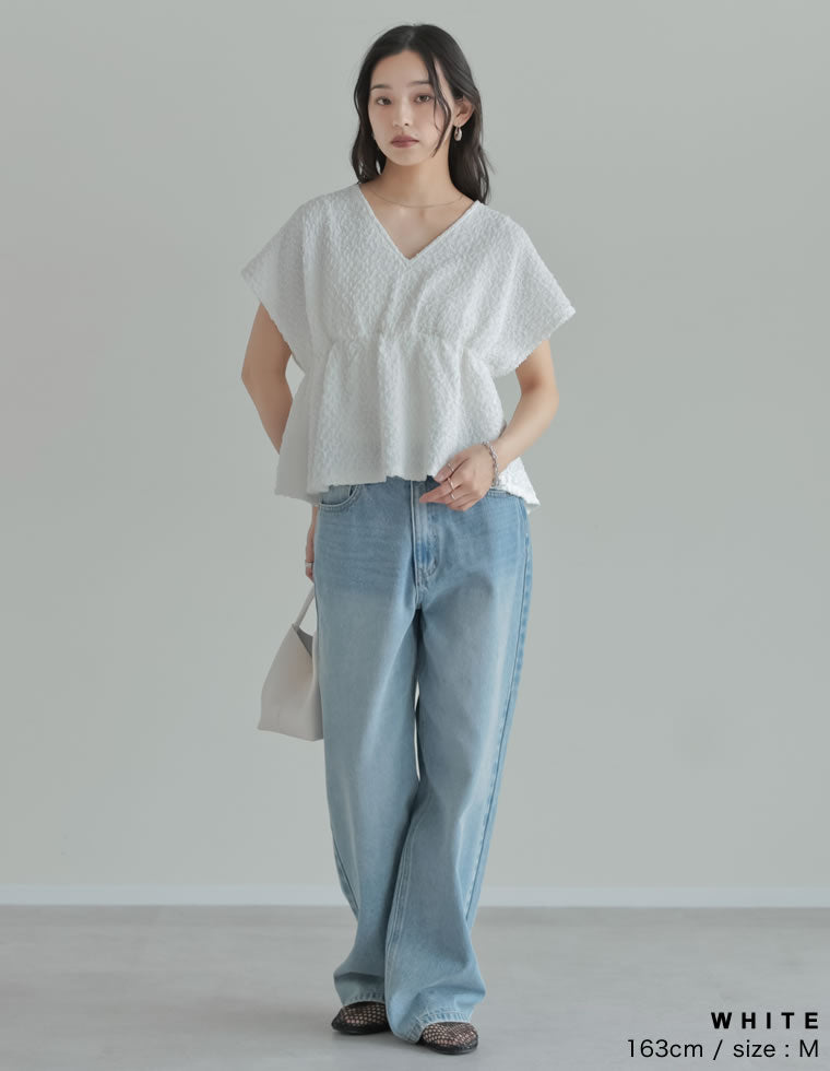 カットジャガードペプラムトップス - トップス通販 | 人気レディース