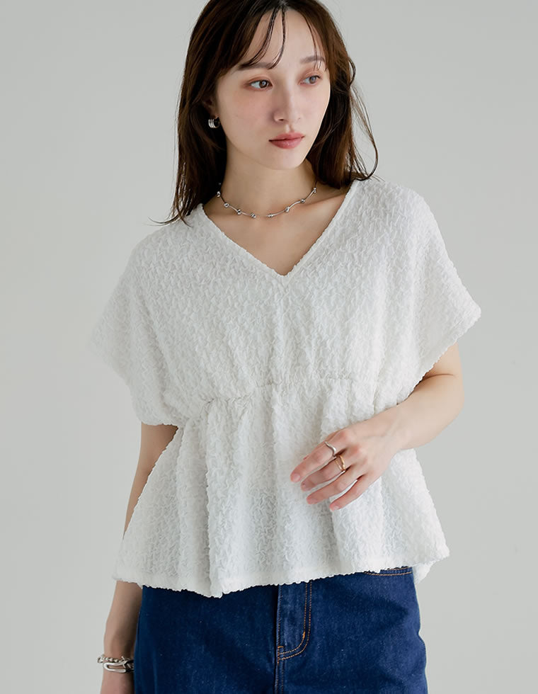 HER. カットジャガードペプラムトップス HER ジャガード ペプラム カットジャガードペプラムトップス - トップス通販 | 人気レディース