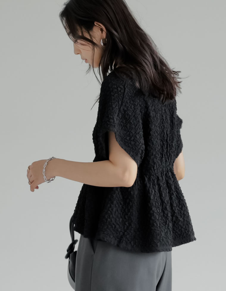 カットジャガードペプラムトップス - トップス通販 | 人気レディース