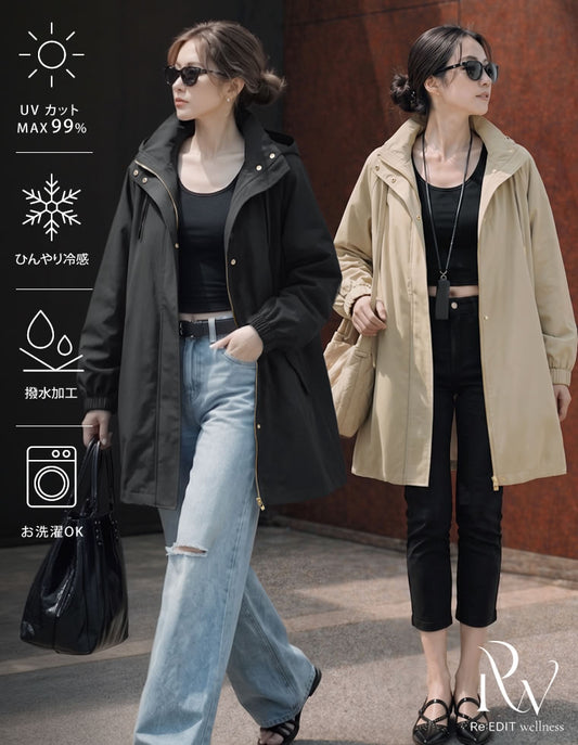 【クーポンご利用で10,000円以上15%OFF！クーポンコード：CA_15off_260610】[UVカット最大99.9％以上][UPF50+][接触冷感][撥水加工][洗濯機で洗える][Shine Cool UV]フレアマウンテンパーカー ジャケット/アウター 人気レディースファッション通販 リエディ