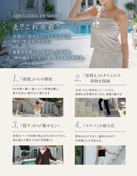 【クーポンご利用でMAX20％OFF】[接触冷感][UVカット最大99.7％][遮熱最大50％][UPF50+][水陸両用][Aqua Cool UV]カップ付きバックオープンキャミソール[mb] 水着/着物・浴衣 人気レディースファッション通販 リエディ