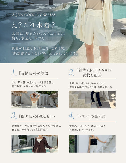 【クーポンご利用でMAX20％OFF】[接触冷感][UVカット最大99.7％][遮熱最大50％][UPF50+][水陸両用][Aqua Cool UV]ウエストカットショートパンツ[mb] 水着/着物・浴衣 人気レディースファッション通販 リエディ