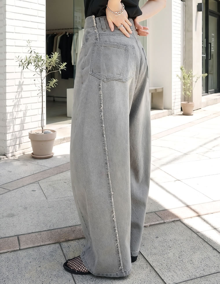 サイドフリンジワイドデニムパンツ - パンツ通販 | 人気レディース