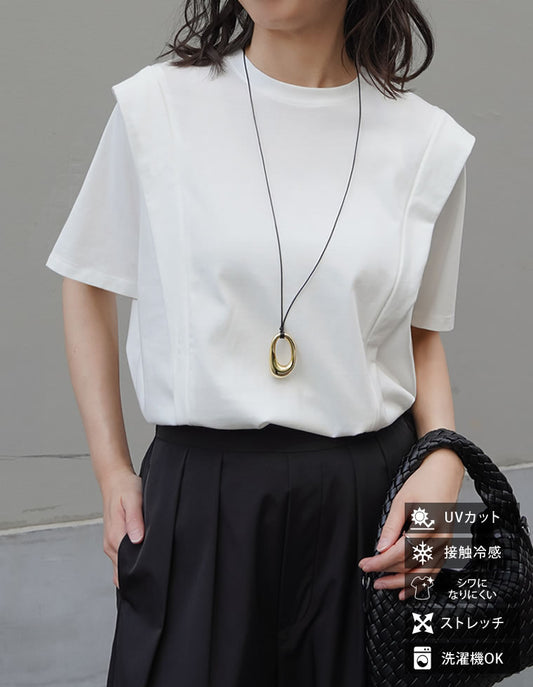 [UVカット][接触冷感][シワになりにくい]ショルダータック半袖Tシャツ[mb] トップス 人気レディースファッション通販 リエディ