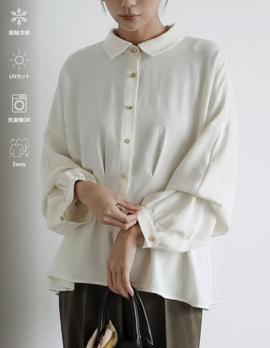 [UVカット96.2%][接触冷感][洗濯機対応][2WAYスリーブ]ポーラウエストタックシャツ[mb] トップス 人気レディースファッション通販 リエディ