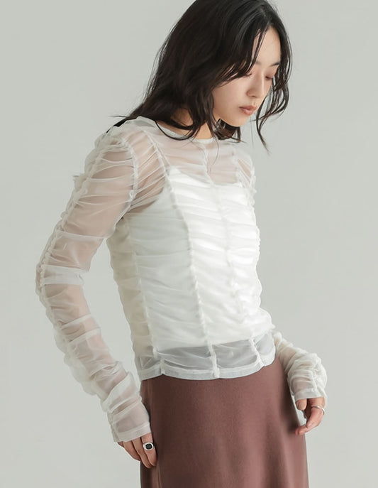 チュールシャーリングシアートップス[mb]