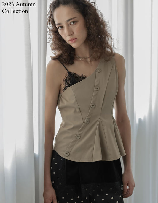[2026AW COLLECTION]ワンショルアシメボタンペプラムトップス[mb]