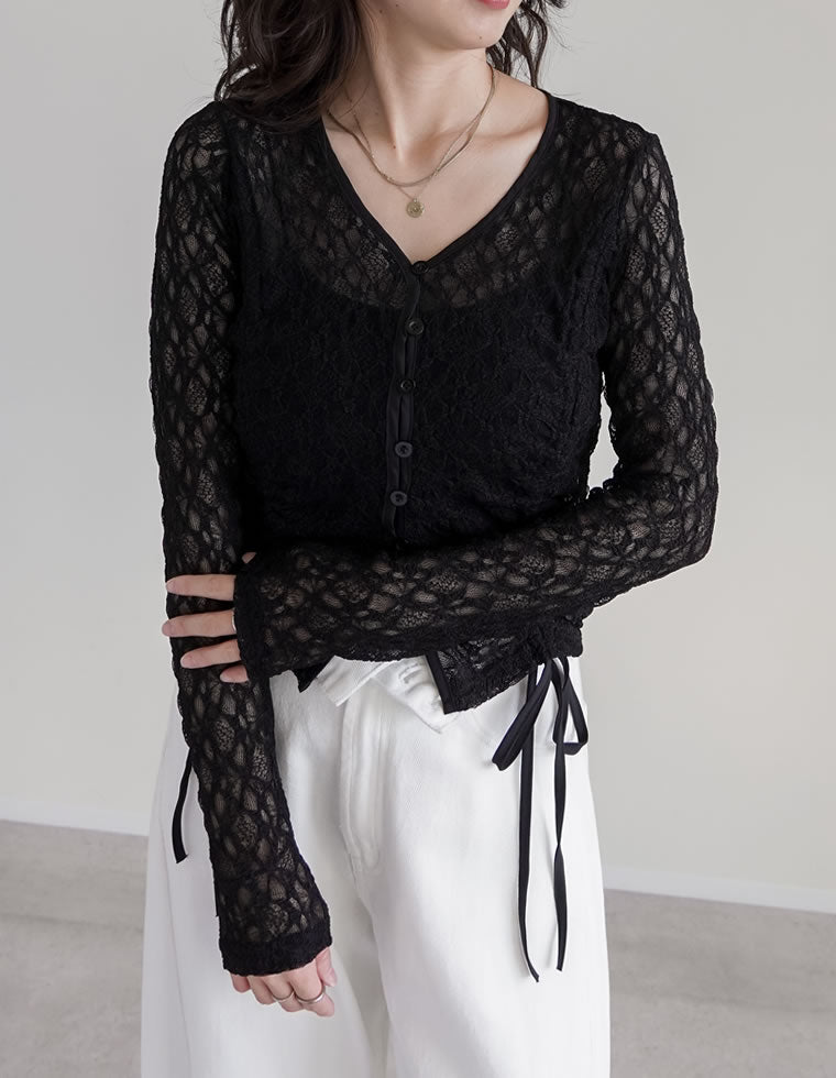 Blumarine レースシアーカーディガン イタリア製 Y2K Blumarine レース