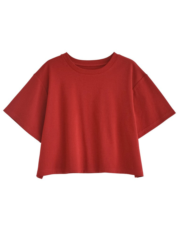 セミクロップド半袖Tシャツ