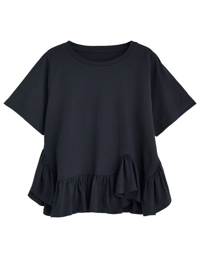 コットン天竺フリルヘムTシャツ