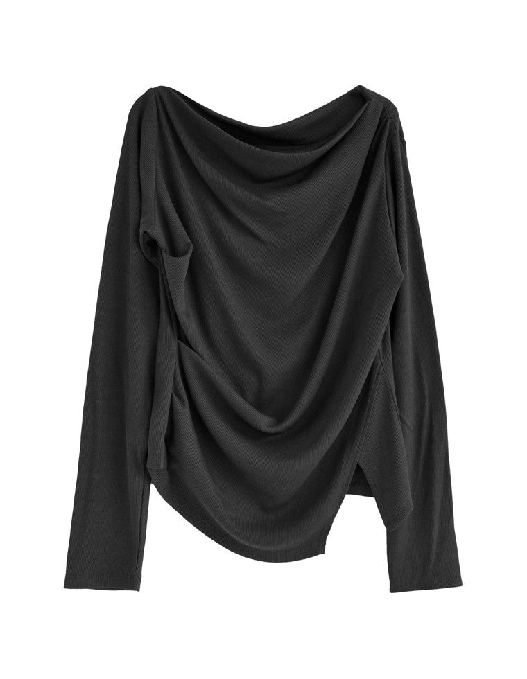 リブカットソードレープトップス