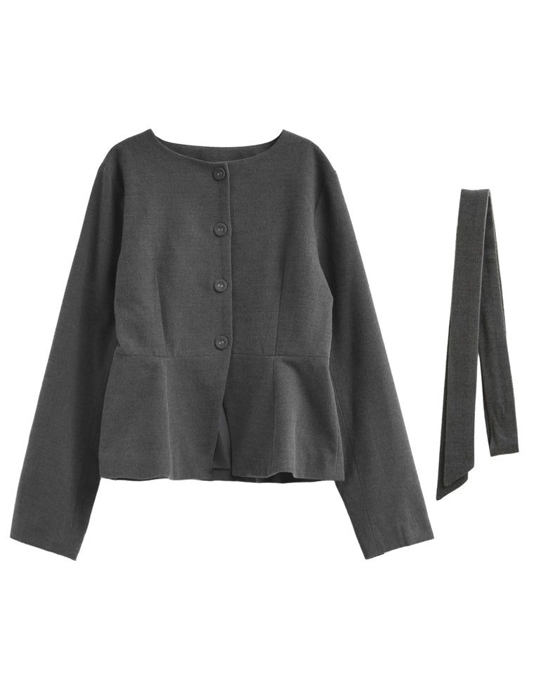 ウールライクノーカラージャケット