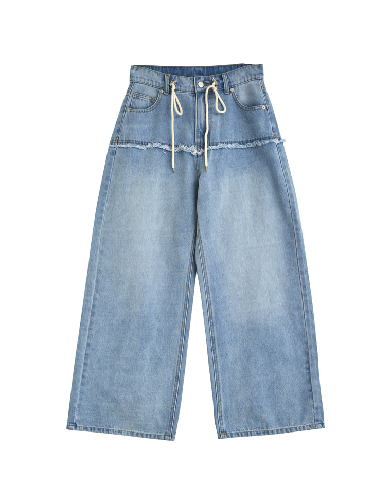 ロープベルト付きバレルレッグカーブパンツ