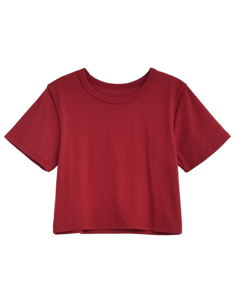 テレコリブクロップド半袖Tシャツ