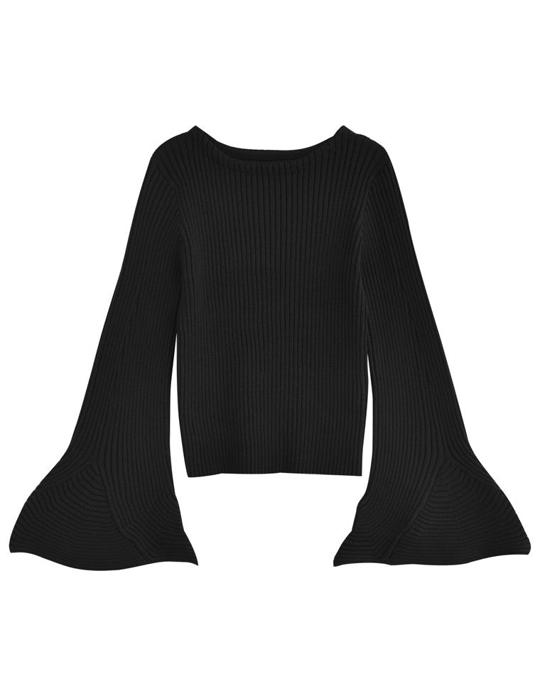 フィッシュスリーブリブニットトップス