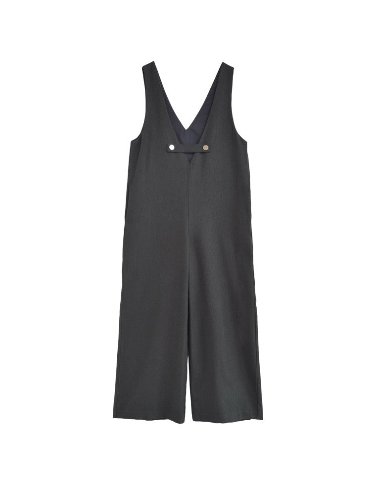 微起毛ツイルゴールドボタン付きサロペット