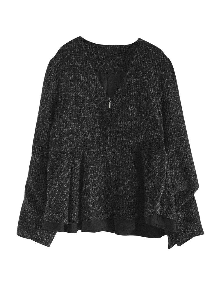 ライトツイードペプラムVネックジャケット