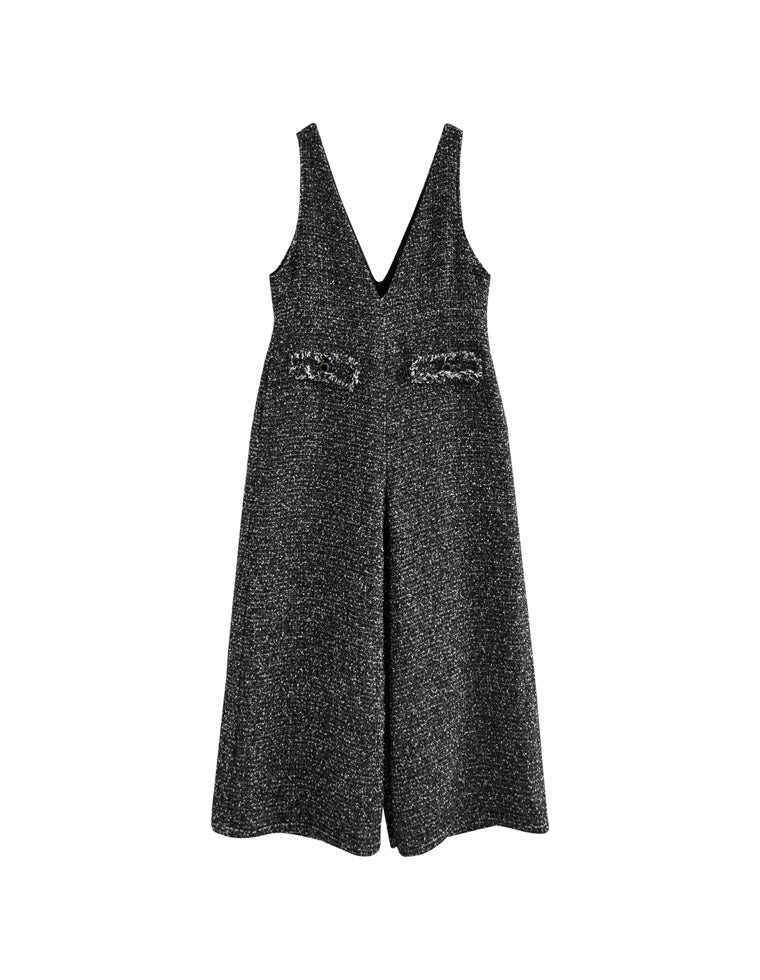 ツイードフレアオールインワン