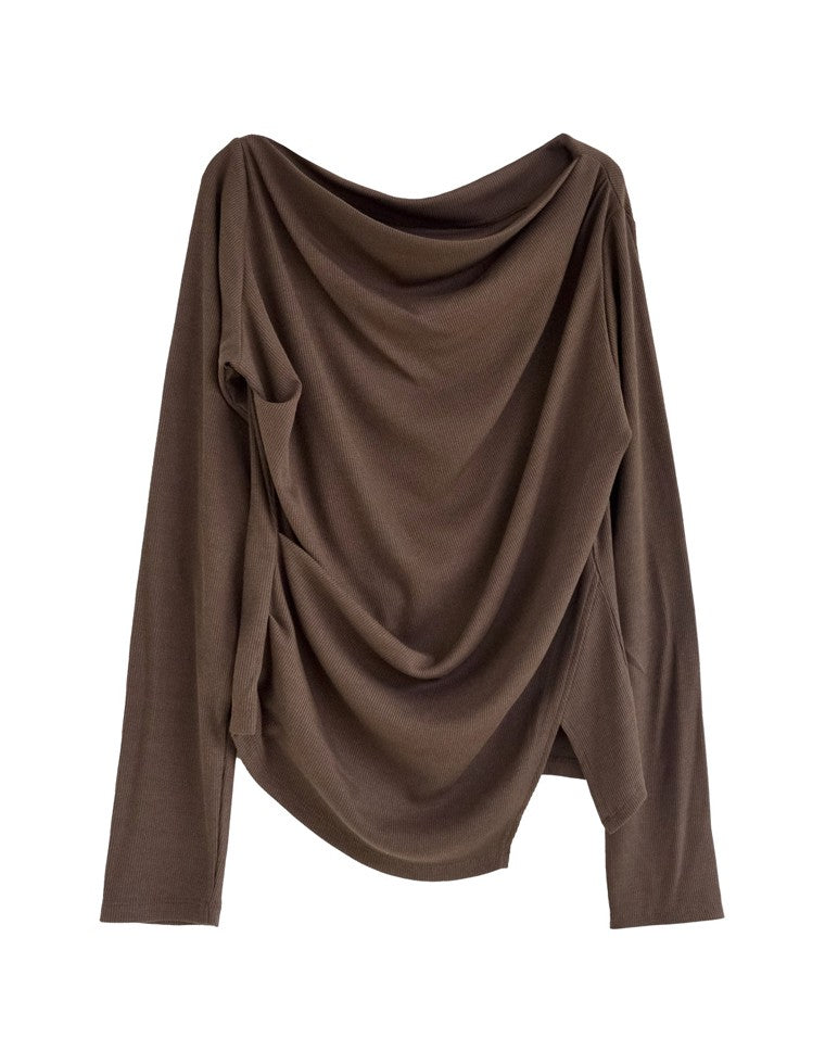 リブカットソードレープトップス