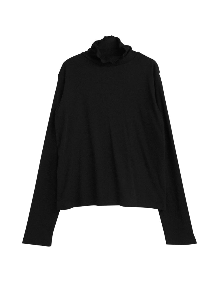 リブカットソーハイネックトップス