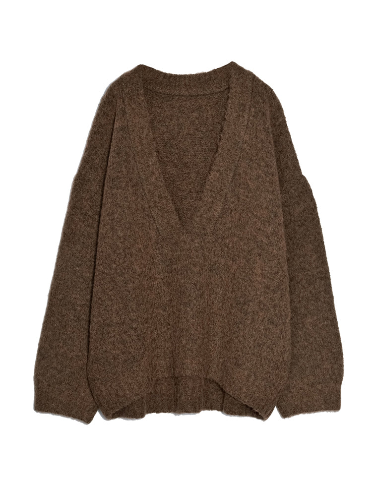 起毛MIXブークレニットトップス