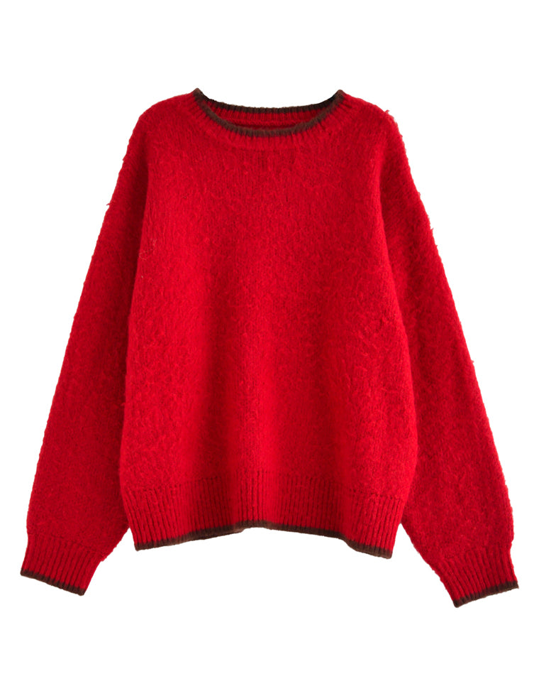 配色モヘアライクシャギーニットトップス