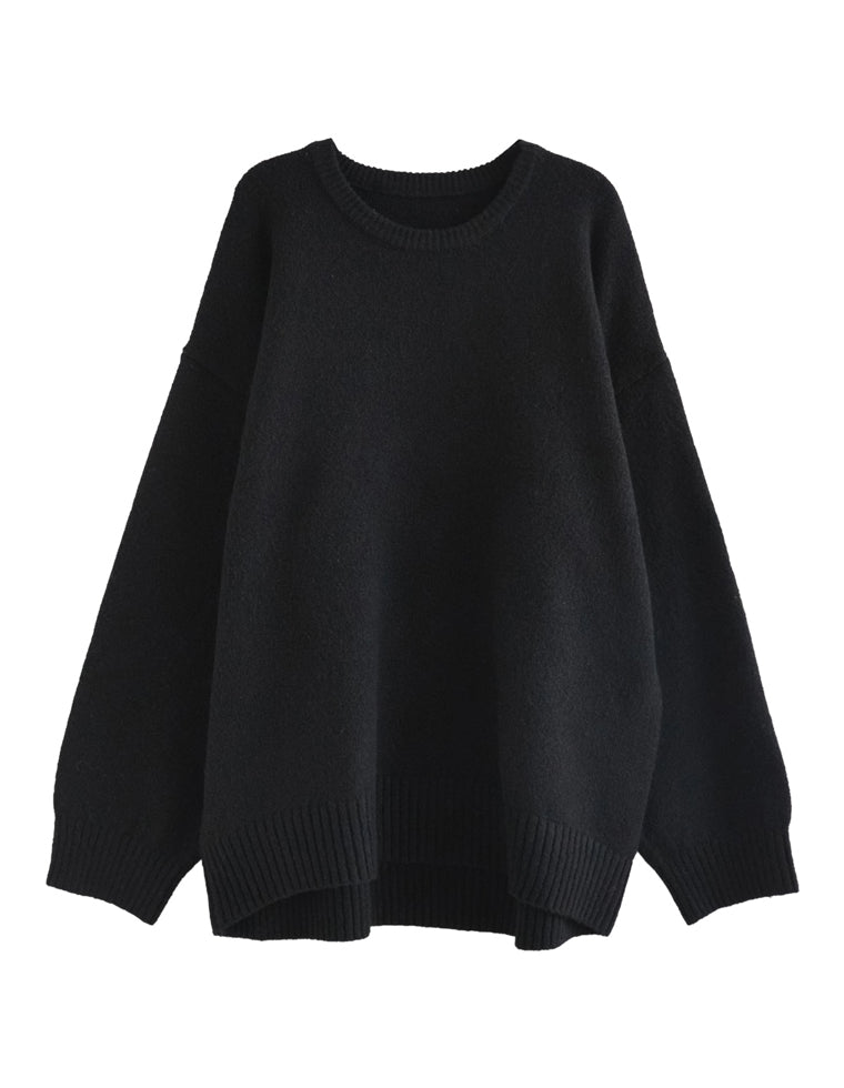 モヘアタッチニットクルーネックトップス