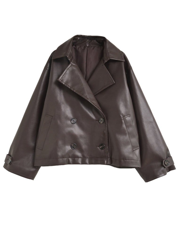 フェイクレザートレンチジャケット