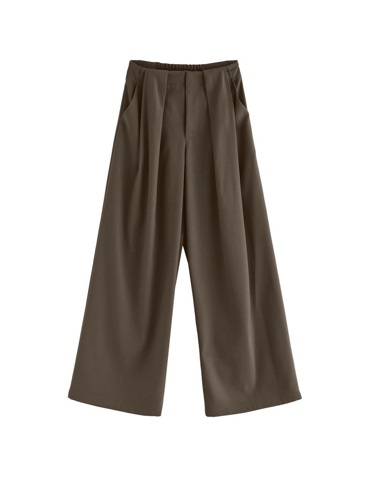 タックベルトループデザインワイドパンツ