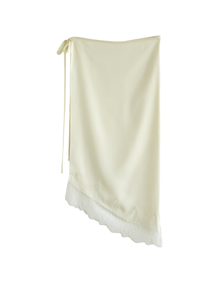 サテンレースアシンメトリーラップスカート