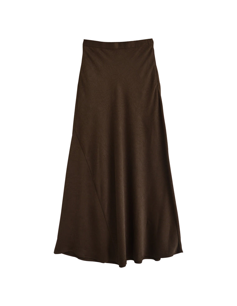 シワ加工サテン切り替えナロースカート