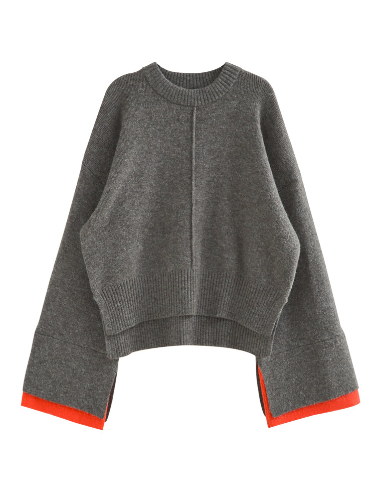 アルパカタッチ配色ニットトップス