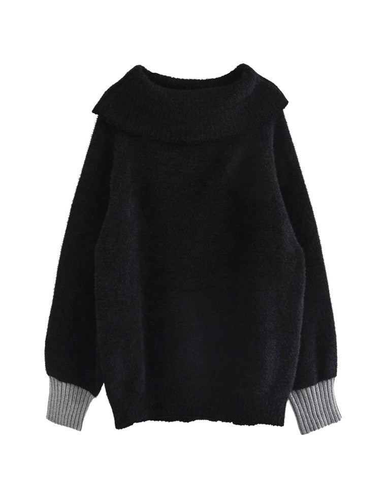 シャギーニットオフショルダートップス