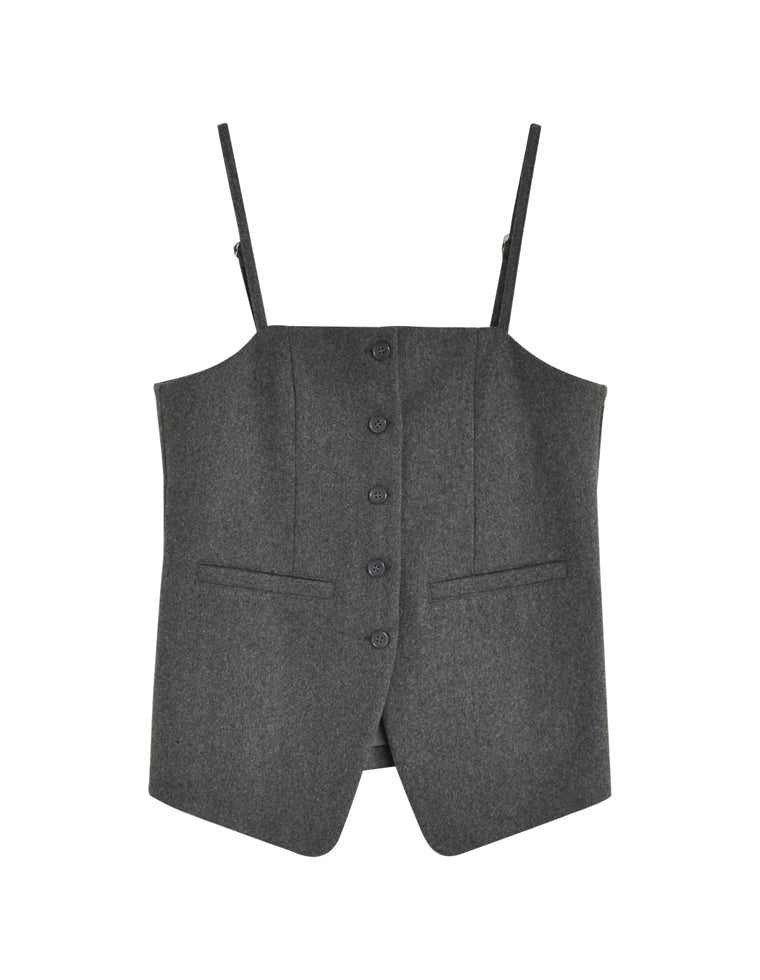 ウールライクフロントボタンキャミビスチェ