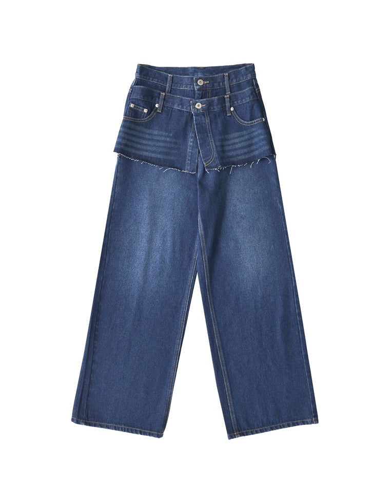 デニムスカートレイヤードライクパンツ