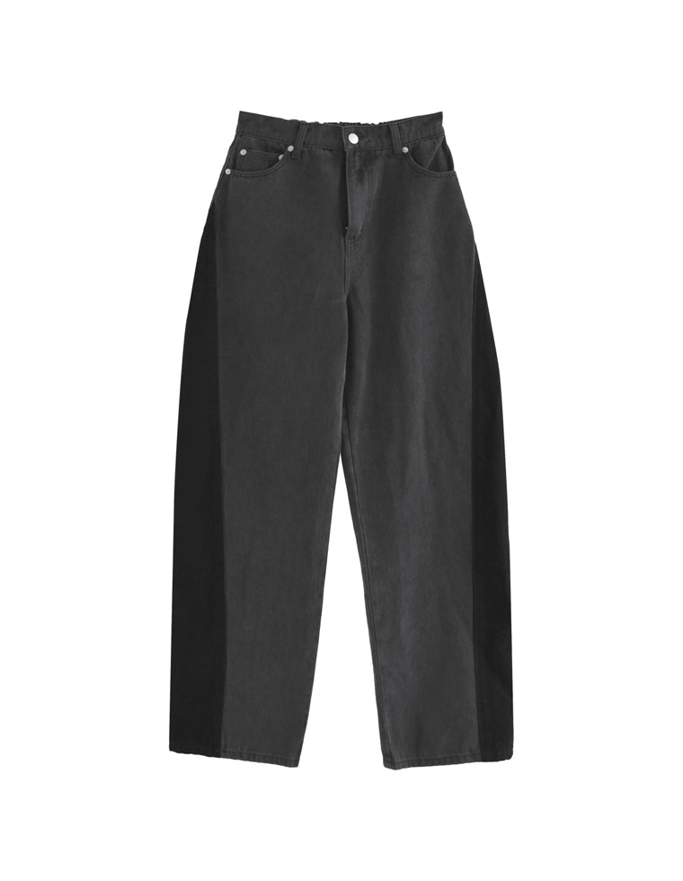 コットンデニムサイド切り替えカーブパンツ