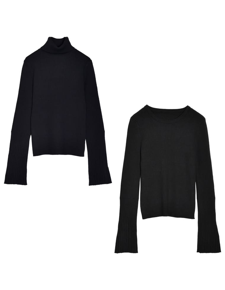 選べるフレアスリーブリブニットトップス