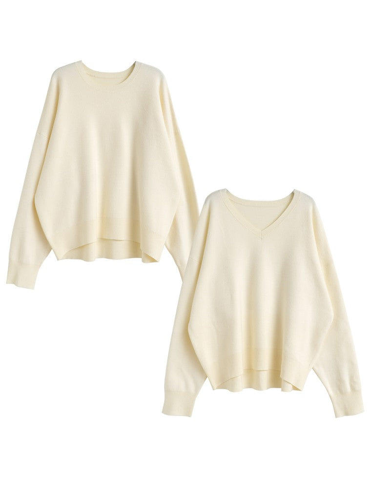 選べるネックスウェットニットトップス