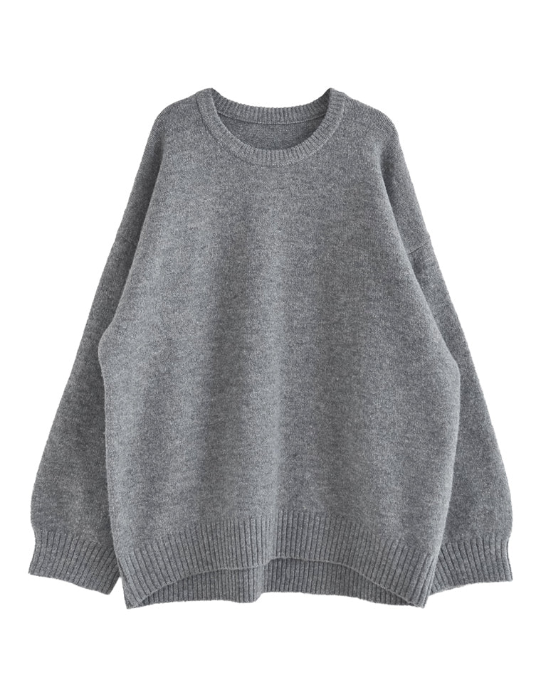 モヘアタッチニットクルーネックトップス