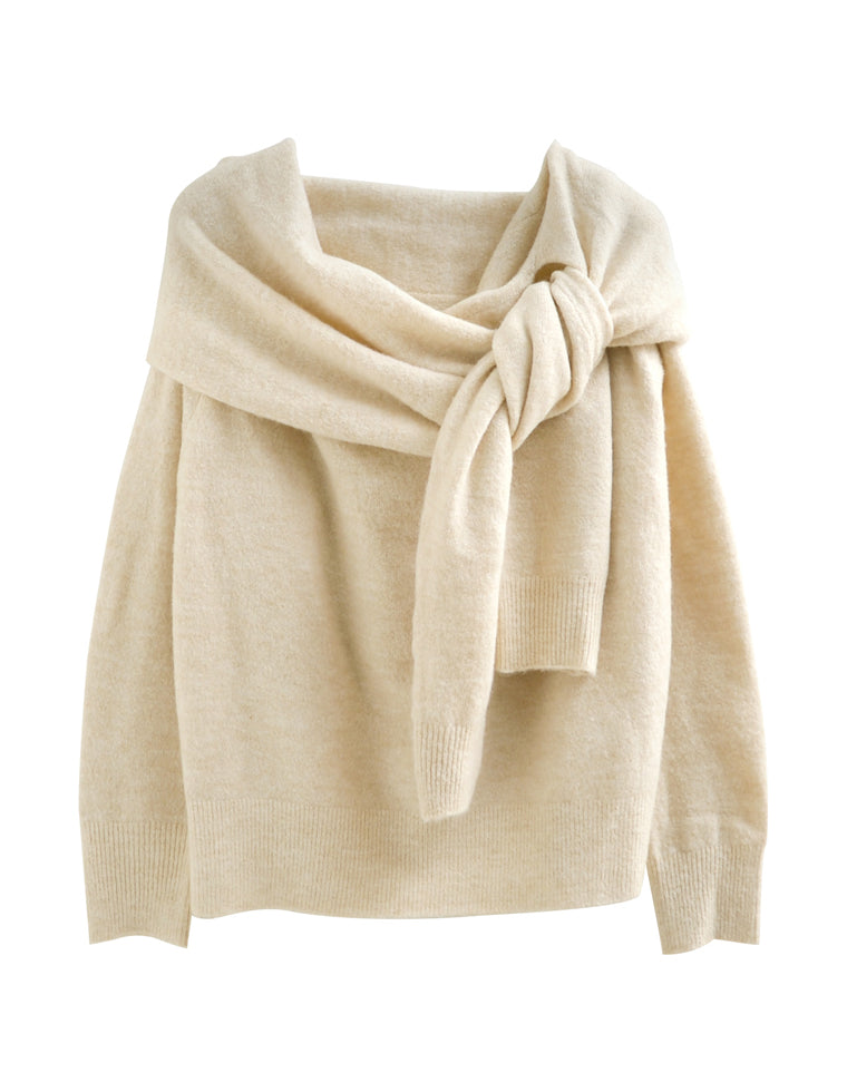 肩掛け風ワンショルニットトップス