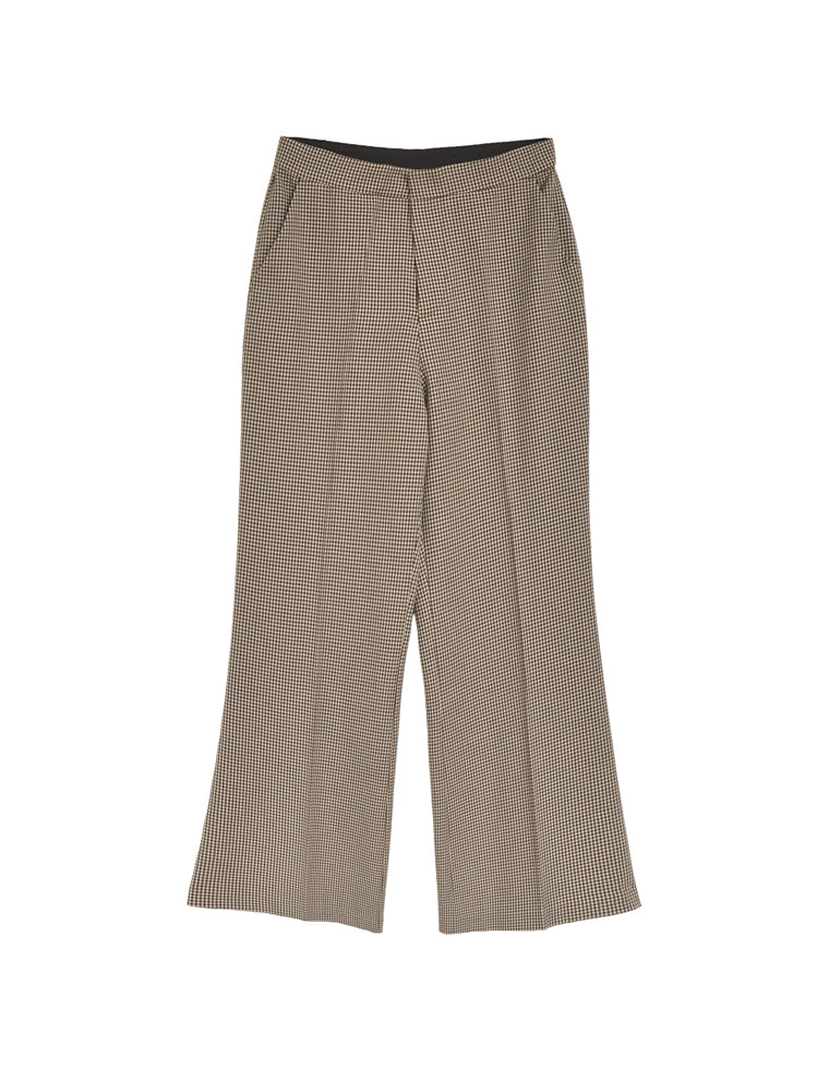 チェック柄内ゴムキックフレアパンツ