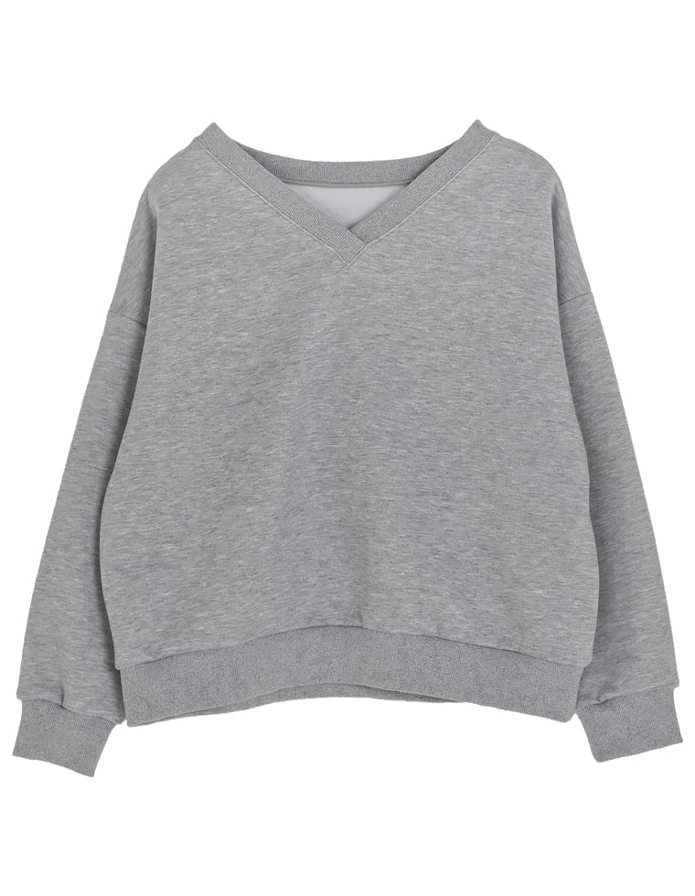 裏起毛Vネックスウェットトップス