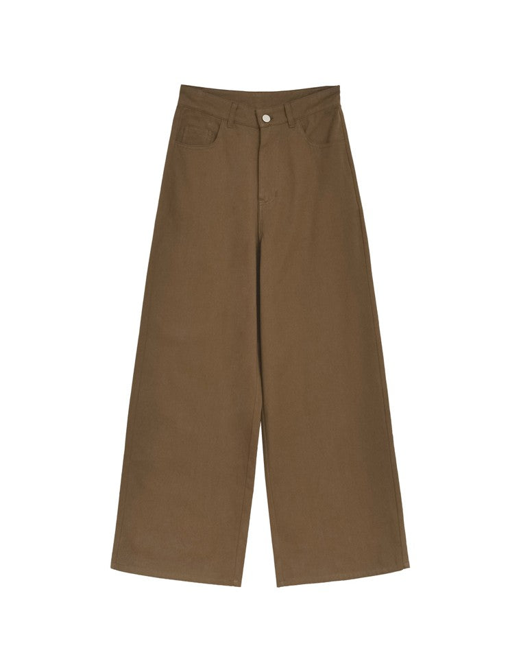 コットンツイル後ろバックルデザインパンツ