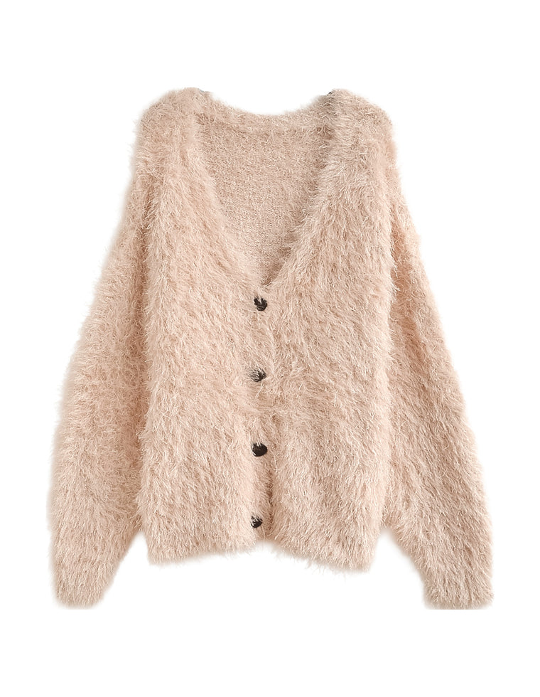 ミドル丈フェザーニットカーディガン